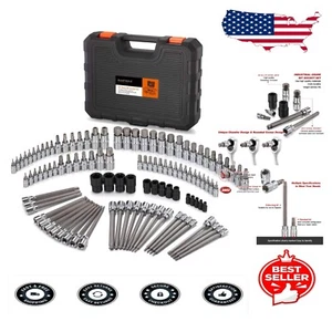 Professional 107-Piece Hex and Torx Socket Set with Mirror Chrome Finish - Picture 1 of 11