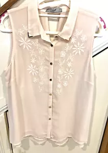 Just Jeans Top, Cream, embroidery on front, size 12, Gold buttons - Picture 1 of 4