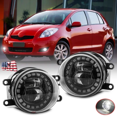 Parachoques negro LED luces antiniebla luces de conducción con halo para Toyota Yaris 2007-2012 2 piezas Foto 1 de 4