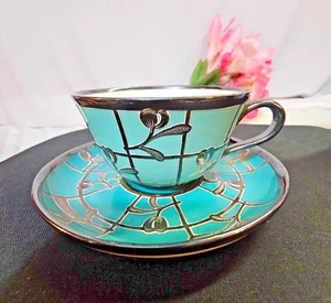 Rosenthal Selb Helena demitasse cup & saucer w 1000 silver overlay flowers- READ - Picture 1 of 14