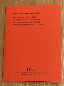 Authentischer IWC Wichtige Bedienungsanleitung Hinweis zu Staub und Wasser NOS - Bild 1 von 9