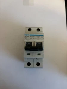 HAGER C6 6 AMP NC 206 163206 10KA DOUBLE POLE MCB CIRCUIT BREAKER. - Picture 1 of 1
