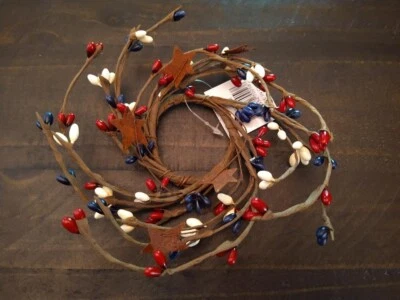 Patriotic Americana Pip Berry Ring with Rustic Stars Country Mix 2" ~Home Decor - Image 1 of 3