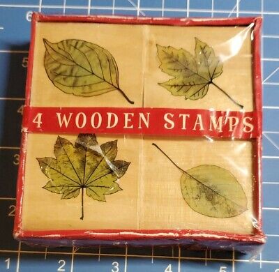 Portfolia Gifted Memories Wood Mounted Rubber Stamps Leaf Leaves Botanical New • 4.64€