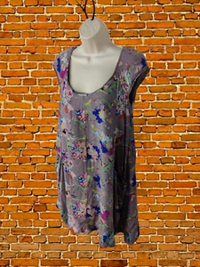WOMENS WHITE STUFF SIZE UK 10 GREY FLORAL SLEEVELESS LINED FLOATY SUMMER DRESS - Picture 1 of 6