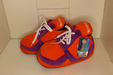 NCAA CLEMSON TIGER FOCO UNISEX SNEAKER'S COZY SLIPPERS NWT ORANGE/TILL Cover
