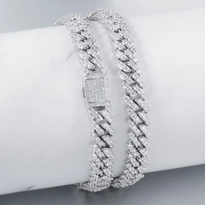 Brazalete Hip Hop Miami Cuban Link Chapado en Oro Blanco Acero Inoxidable Para Hombre Foto 1 de 4