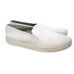 Vince Blair Perforated Leather Slip-On White Sneakers Size 9 EUC - Picture 1 of 9