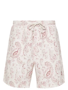 Brunello Cucinelli Mens Paisley-Print Swim Shorts In Red White - Picture 1 of 8