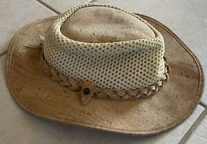 Mens Large Safari Hat Cork Top and Brim Open Weave For Coolness Portugal