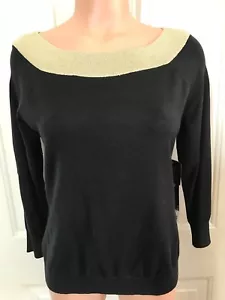 Suéter RALPH LAUREN, ""Lauren"", talla mediana, negro y dorado (original $139.00). NUEVO - Imagen 1 de 12