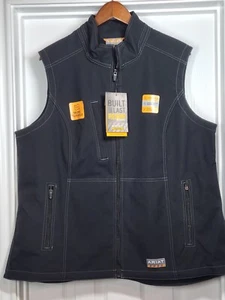 NWT Ariat Rebar Womens 1X XL Stretch Canvas Softshell Vest Black Full Zip Black - Picture 1 of 9