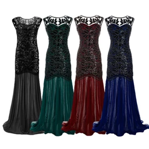 Pailletten Damen Vintage Abend Cocktail Abschlussball Kleider Ball lang formell Maxi Party - Bild 1 von 37