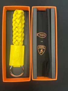 Portachiavi TOD'S Lamborghini Collaborazione Giallo Intrecciato Pelle Mai Usato - Foto 1 di 4