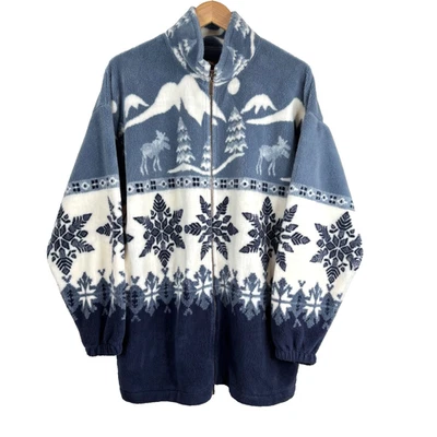 Chaqueta polar de colección años 90 Alpes L alce copo de nieve Fair Isle AOP Navidad de gran tamaño Foto 1 de 4