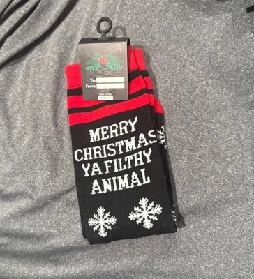 Meias de Natal Sozinhas em Casa Feliz Natal Ya Animal Sujo Tamanhos Adultos 10-13 - Imagem 1 de 4