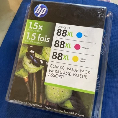 HP 88XL 88 XL Inkjet Ink 3 Combo Pack - NEW Fresh Genuine OEM Sealed - Image 1 of 3