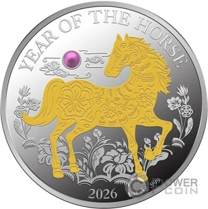 HORSE Pearl Chinese Lunar Year 1 Oz Monnaie Argent 20 Vatu Vanuatu 2026 - Imagen 1 de 3