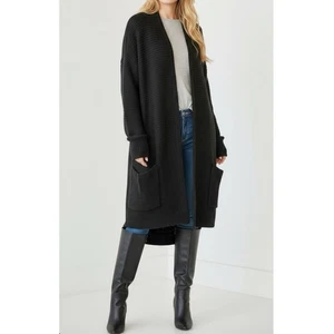 $359 NUOVO CON ETICHETTE JOAH BROWN Fool For You Cardigan con cavo oversize, nero, sistema operativo - Foto 1 di 13