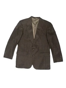 Vintage Oscar De La Renta Herren Woll Blazer Braun Hahnentritt Sakko Gr. 40R - Bild 1 von 12