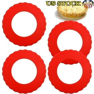 Mini Silicone Pie Crust Shields Nonstick Safe Oven Cooking Accessories 4 Pack US - Picture 1 of 8