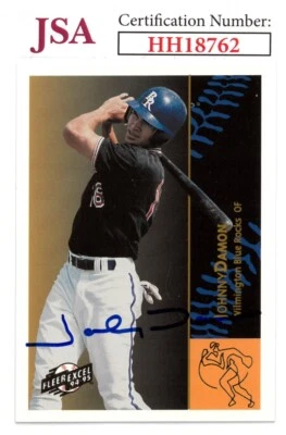 Johnny Damon signed 1994-95 Fleer Excel Minor League Baseball Rookie On Card Aut - Image 1 of 2
