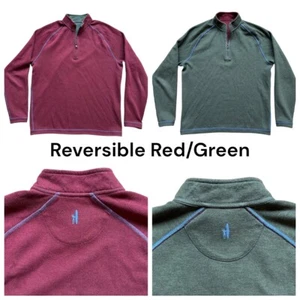 Johnnie O Reversible Pullover Sweater Mens Sz Medium Red Green Surfer Dude Logo - Picture 1 of 8
