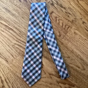 NEW MICHAEL KORS MEN'S GRAY PINK PLAID TIE PREPPY CLASSIC WEDDING FORMAL PARTY - Picture 1 of 2