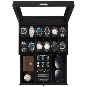 12 Solts Watch Box PU Pelle Gioielli Organizza Stoccaggio Chiudibile Vetrina - Foto 1 di 12