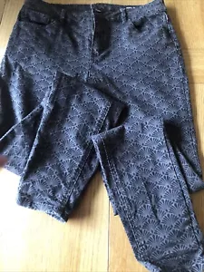 Ladies Jeans Skinny Size 12 Long Cotton Elastine Patterned Black Brown - Picture 1 of 7