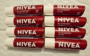 8 PACK Nivea BlackBerry Tinted Scented Lip Care 0.17 oz NEW Balm Sealed LAST LOT - Picture 1 of 4