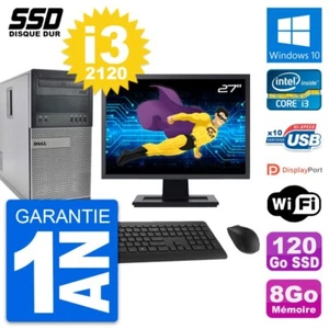 PC Tour Dell OptiPlex 990 Ecran 27" i3-2120 RAM 8Go SSD 120Go Windows 10 Wifi - Imagen 1 de 7
