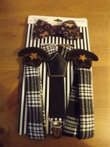 NEW COWBOY BOWTIE & SUSPENDER SET by Rising Star horses HORSESHOES HATS NWT - Picture 1 of 4