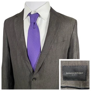 Banana Republic 100% Linen Blazer 44L Slim Fit Taupe Summer Jacket Unstructured - Picture 1 of 15