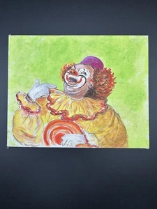 Original Vibrant Clown Art Painting On 8”x10” Canvas - Picture 1 of 6