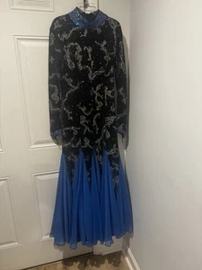 Women’s Vintage Embellished Studded Ballroom Dress Competition Blue XS Dance - Picture 1 of 24