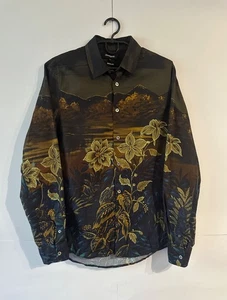 Desigual Floral & Mountain Print Men Multicolor Long Sleeve Shirt Button Up M - Picture 1 of 7