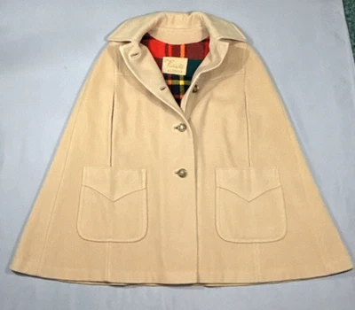 Винтажный Fashionbilt шерсти плащ пальто красный клетку одеяло с подкладкой один размер верблюда карманы - Изображение 1 из 4