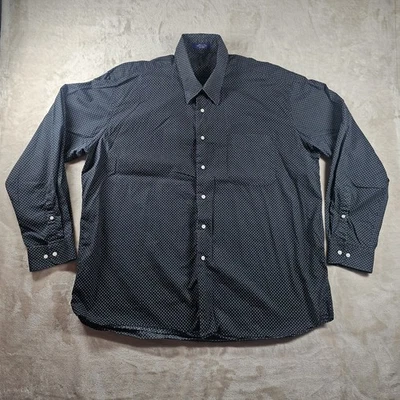 Camisa Alan River Para Hombre 2xl Negra Lunares Abotonada Manga Larga Negocios Foto 1 de 4