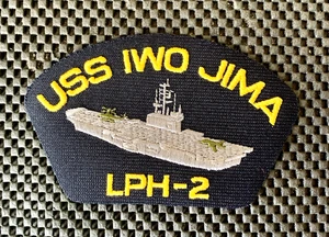 USS IWO JIMA LPH-2 HELICOPTER CARRIER 1961-1993 SEW ON PATCH 5 1/2" x 3 1/2" NOS - Picture 1 of 2