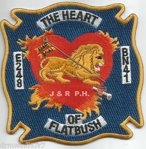 New York City - Engine-248 / Batt-41  "Heart-Flatbush" (4" x 4" size) fire patch - Picture 1 of 1