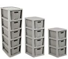 Storage Unit with Basket Drawers Rattan Design Rack S M L Plastic Portable Solid