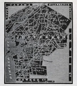 1836 Gordon Map Jefferson County NY Watertown Depauville Adams Sackets Harbor - Picture 1 of 3