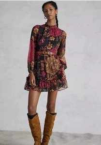 Anthropologie Porridge Gr. M Puffärmel Blumen Minikleid Blumenmix Rosa Blk - Bild 1 von 13