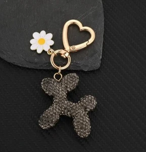 Adorabile Palloncino Strass Cane Oro Portachiavi Zaino Charm Portachiavi - Foto 1 di 4