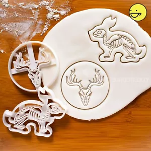 Stag Skull & Rabbit Skeleton cookie cutters taxidermy taxidermist Christmas vet - Picture 1 of 6