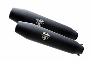 Moto Guzzi V 50 1977-1987 GPR Deeptone Black Cafe Racer Double silencer - Picture 1 of 3