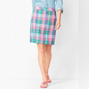 NEW | Talbot's Madras Plaid Linen-Blend Skirt | Women’s Size 14P
