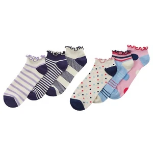 Womens Bamboo Frill Trainer Socks Size UK 4-8 Ladies Spots Stripes Design Sports - Picture 1 of 5
