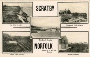 REAL PHOTOGRAPHIC MULTIVIEW POSTCARD OF SCRATBY, (NEAR CAISTER-ON-SEA), NORFOLK - Picture 1 of 2